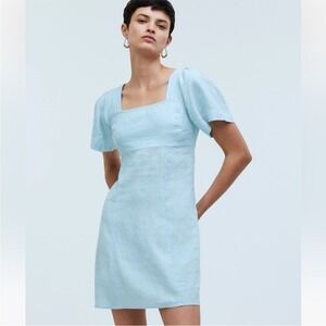 Madewell Square-Neck Mini Dress in 100% Linen‎ NWT
